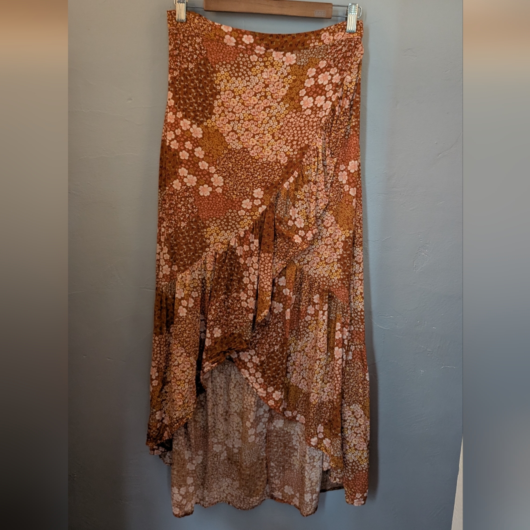 Sonoma Floral Asymmetrical Faux Wrap Boho Maxi Skirt